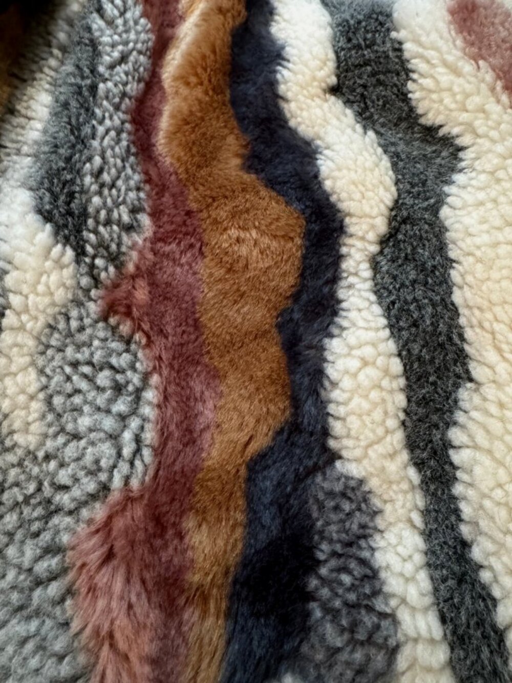 NEW Johnny Was Ziggy Faux Fur Open Front Coat Boho Chic Multi Stripe L R48023 - Picture 10 of 14